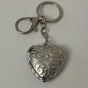 Silver Tone Heart Keychain